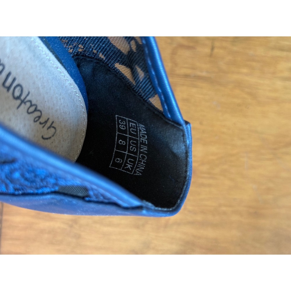 Greatonu Navy Blue Floral Lace Mesh Ballet Flats Leather Insole Size 8 - Picture 3 of 7